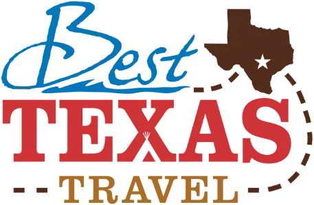 A texas travel ad with the state of texas in the background.