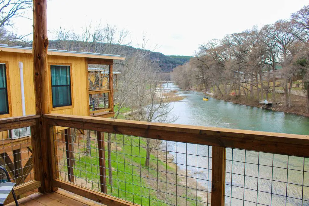 A view of the river from an outside deck.